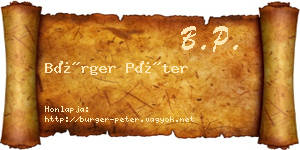 Bürger Péter névjegykártya