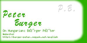 peter burger business card